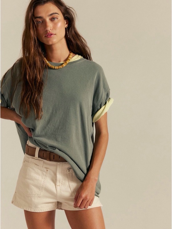 We The Free Tops - EUC We The Free Nina Short Sleeve Tee, Olive Leaves Green, Size Small
